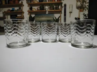 Set 5 Bicchieri Vetro Onda