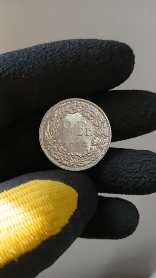 Lote de 10 monedas de plata de 2 francos suizos