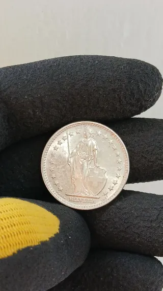 Lote de 10 monedas de plata de 2 francos suizos