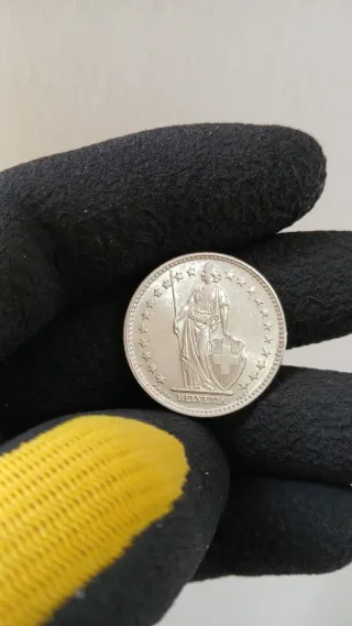 Lote de 10 monedas de plata de 2 francos suizos