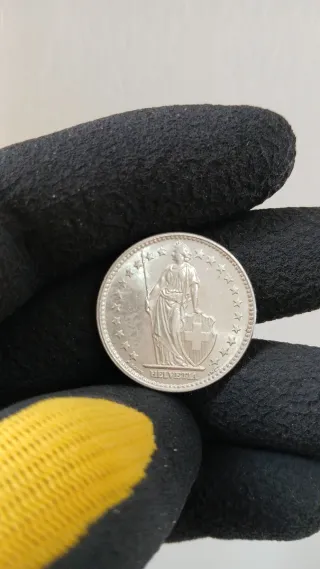 Lote de 10 monedas de plata de 2 francos suizos
