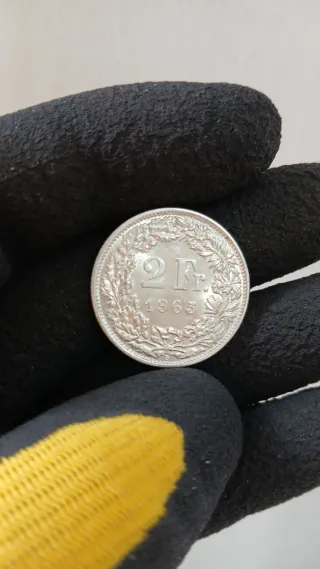Lote de 10 monedas de plata de 2 francos suizos