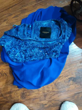 Vestido Pronovias Azul Klein Pedrería Talla 36