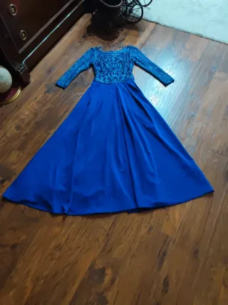 Vestido Pronovias Azul Klein Pedrería Talla 36