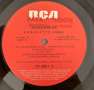 Raul Porchetto - Barrios Bajos LP Vinilo