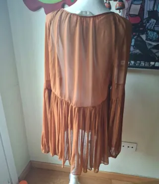 Camisa larga transparente manga abullonada