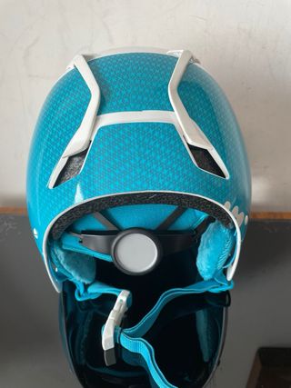 Casco de esquí infantil blanco y azul