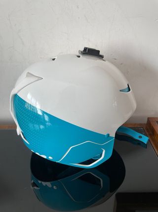 Casco de esquí infantil blanco y azul