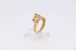 ANILLO GRANDE CORONA 15 CIRCONITAS ROSAS.