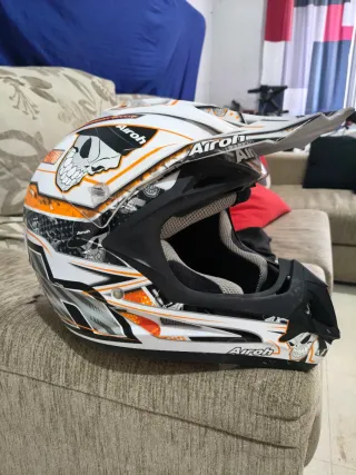 Casco Airoh Motocross Naranja y Blanco, shiro,hjc
