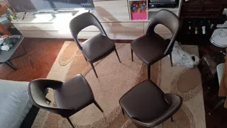 4 Sillas Diseño Piel Marrón Nuevas
