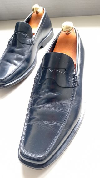 Mocassini Prada Pelle Blu Tg 40.5