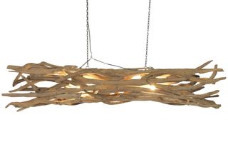 Lámpara Techo Teca Hierro Hecha Mano