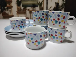 Set 6 tazzine Naj-Oleari cuori multicolor