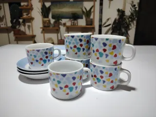 Set 6 tazzine Naj-Oleari cuori multicolor