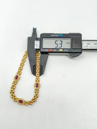 Pulsera Oro 18kt cadena panter y eslabones flor