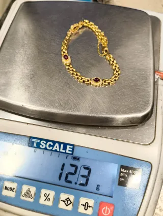 Pulsera Oro 18kt cadena panter y eslabones flor