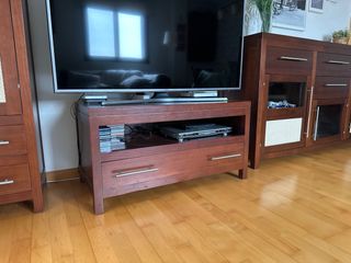 Conjunto Muebles Salón Madera y Cristal
