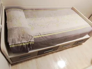 Escritorio con cajonera y estanterías