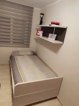 Escritorio con cajonera y estanterías