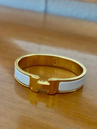 Pulsera Hermes Click H Oro y Blanco