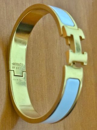 Pulsera Hermes Click H Oro y Blanco