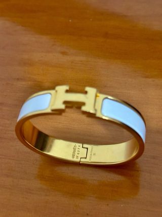 Pulsera Hermes Click H Oro y Blanco
