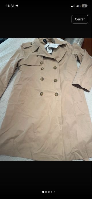 Gabardina larga beige Easy Wear mujer