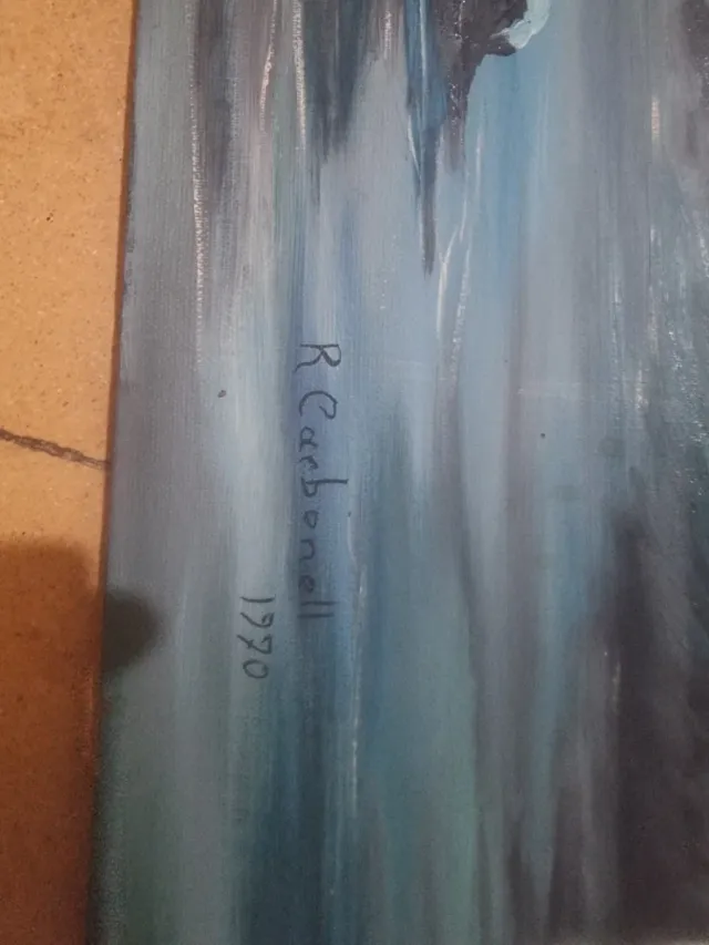 Pintura al óleo de caballos blancos 150x77