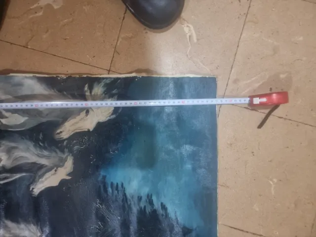 Pintura al óleo de caballos blancos 150x77