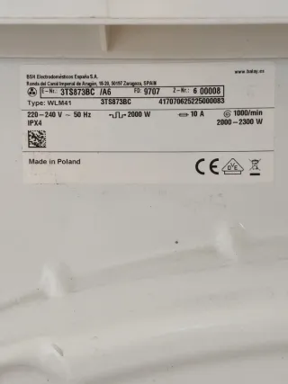 Lavadora Balay 7kg 1000rpm