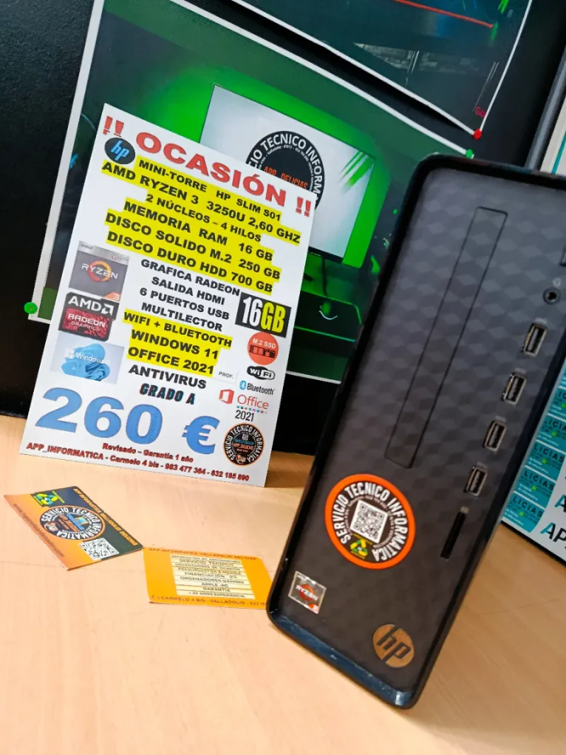 Mini-Torre HP Ryzen 3 16GB RAM 250GB SSD afbeelding 2