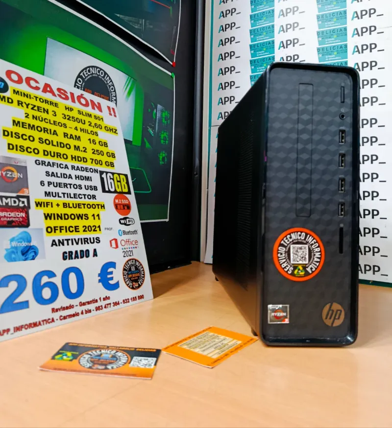 Mini-Torre HP Ryzen 3 16GB RAM 250GB SSD afbeelding 3