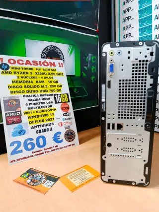 Mini-Torre HP Ryzen 3 16GB RAM 250GB SSD