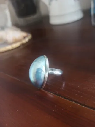 Anillo Nacar Vintage Azul