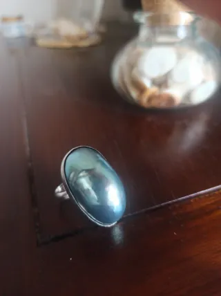 Anillo Nacar Vintage Azul