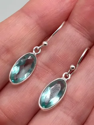 Pendientes Plata 925 Topacio Ovalado
