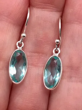 Pendientes Plata 925 Topacio Ovalado