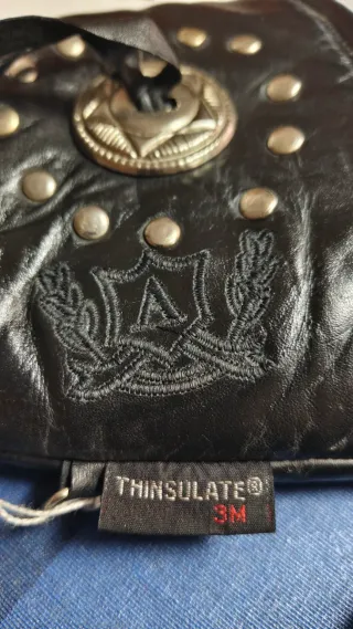 Guantes piel altos con conchos para Moto, thinsula