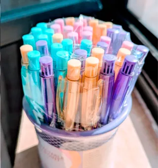 Set 40 Penne a Sfera Colorate + Portapenne