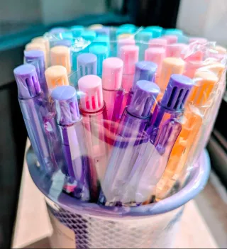 Set 40 Penne a Sfera Colorate + Portapenne