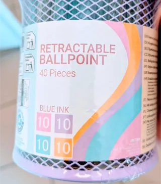 Set 40 Penne a Sfera Colorate + Portapenne