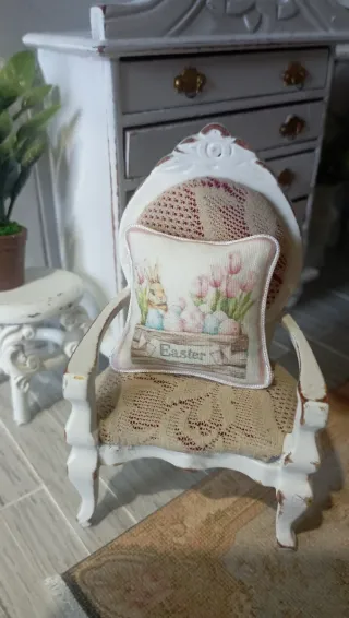 Cuscino Dollhouse 1:12 Coniglio Pasqua Handmade
