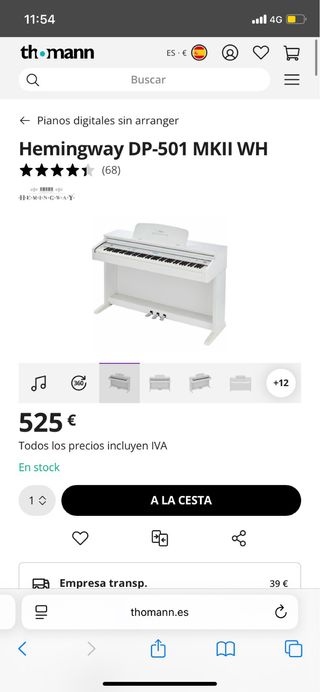 Piano Digital Thomann Hemingway DP 501 MKII blanco