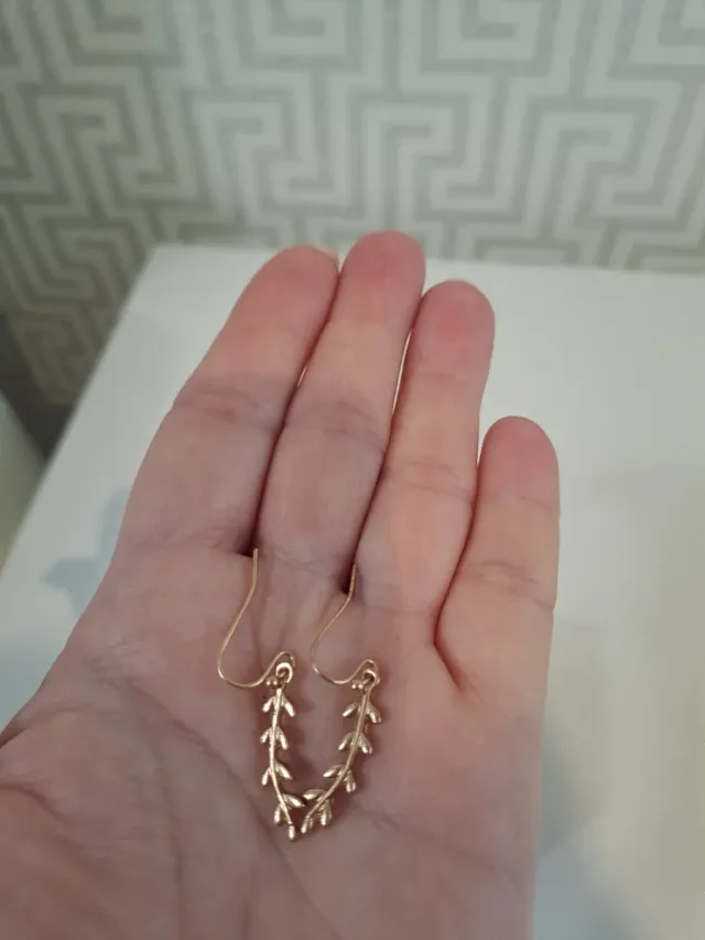 Conjunto 2 pares pendientes hoja dorados