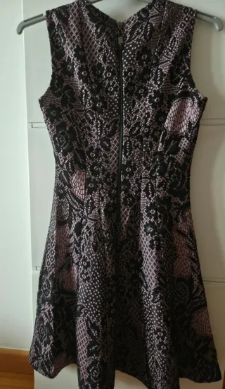 Vestido fiesta encaje negro y rosa Talla S