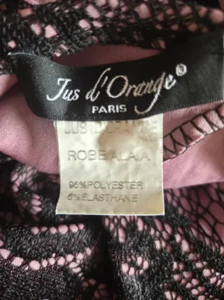 Vestido fiesta encaje negro y rosa Talla S