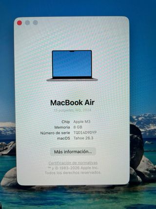 Macbook Air 13 M3 512GB como nuevo bateria 95%