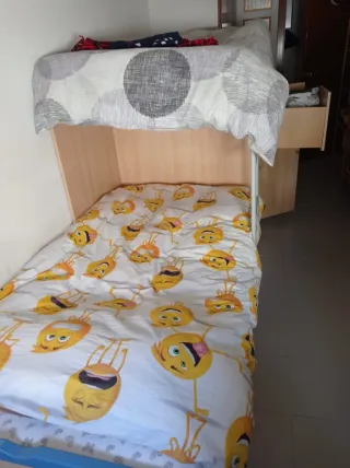 Cama tren con armario y cajones