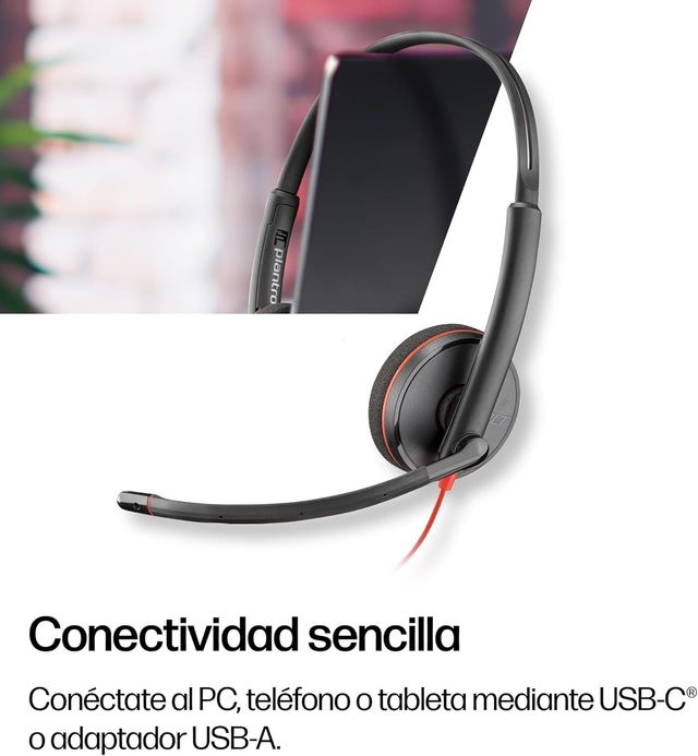 Auricular Poly Blackwire 3220 con cable